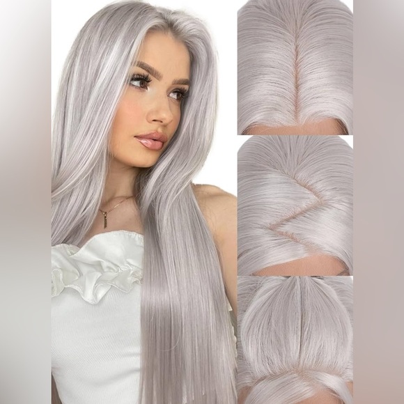 24” Silver GreyLace Front Wig NEW